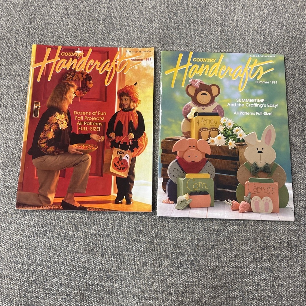 Country Handcrafts Magazine Lot Of 2 Magazines 1991 Summer Autumn Halloween DIY
